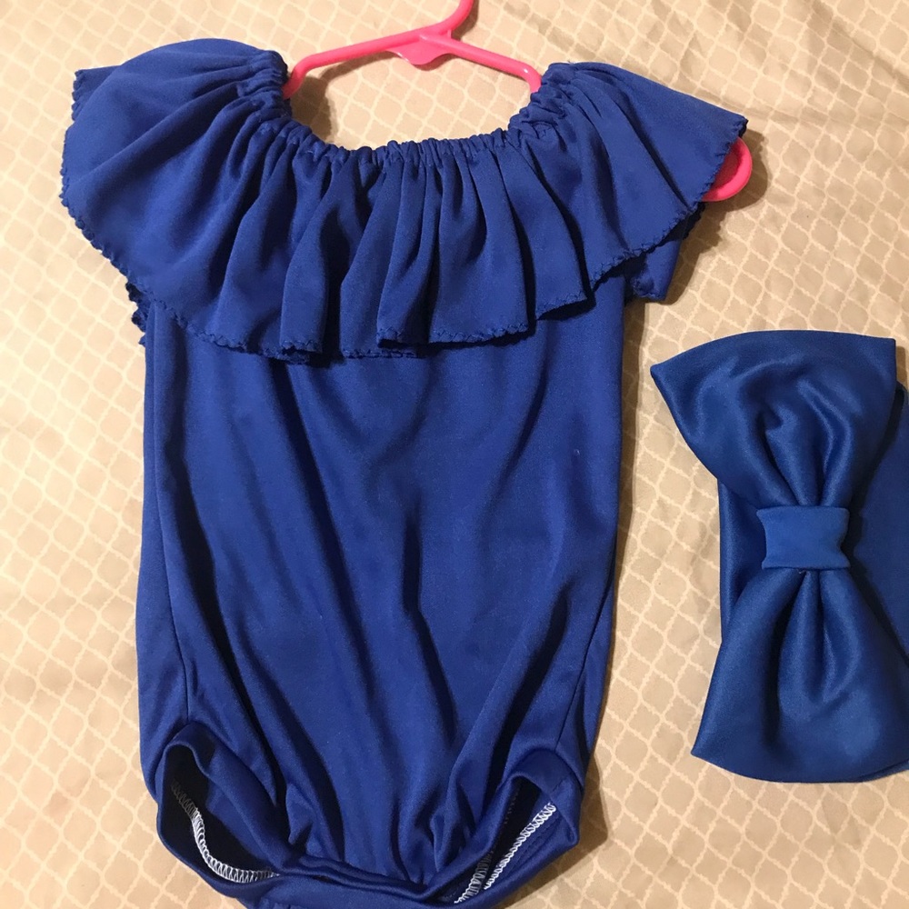 Off shoulder onesie with matching headband
